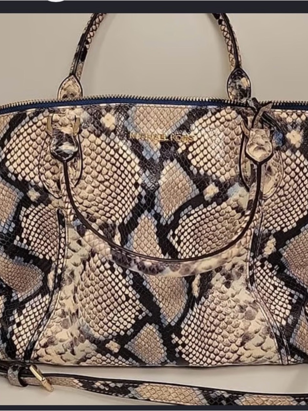 Michael Kors Snake-Print Tote in Beige and Black